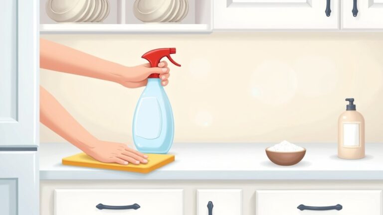 cleaning white kitchen cupboards